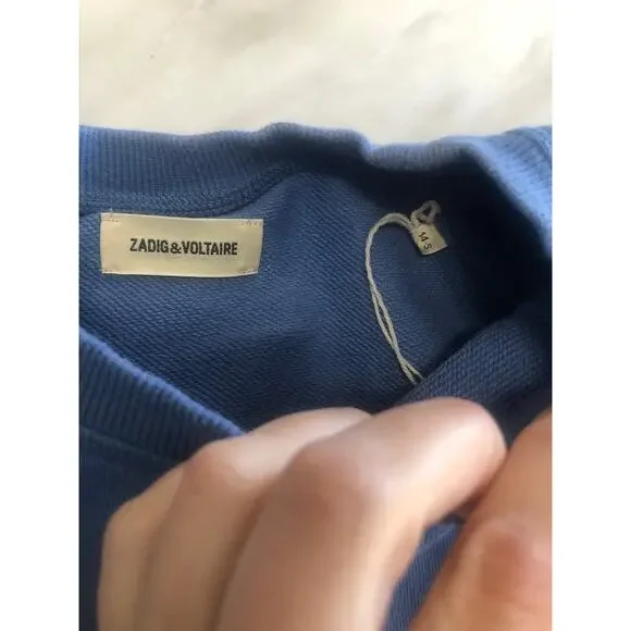 Zadig & Voltaire Girls Can Do Anything Cotton Graphic Sweatshirt Blue Sz 14-S - Picture 3 of 6